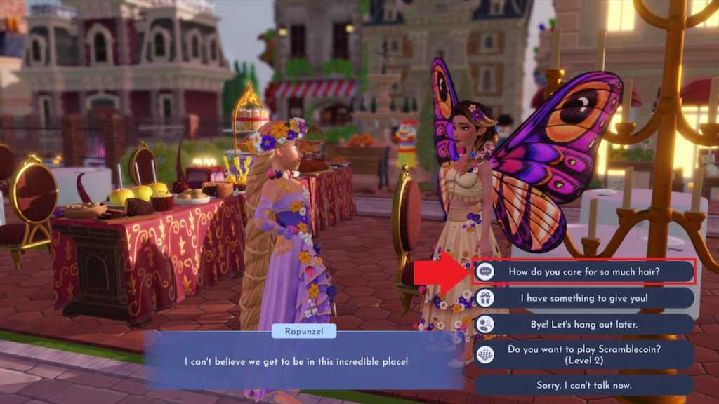 talk to rapunzel option marked in DDV