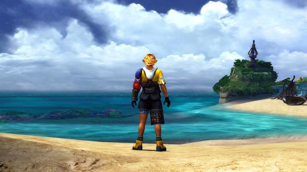 Tidus at the beach in Besaid