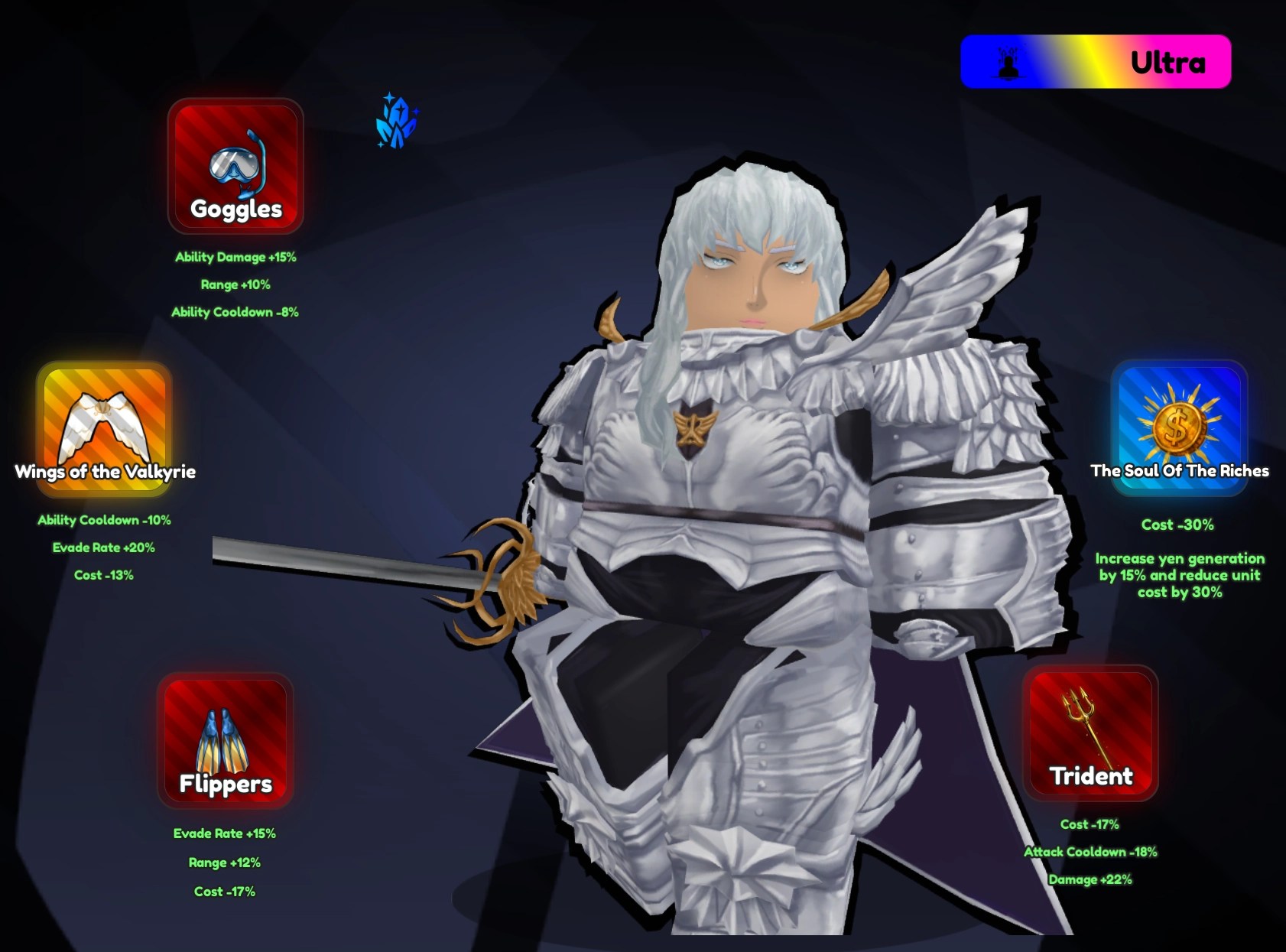 Best build for Griffin (Heavenly Feather) unit for the Swarm Event stages in the Anime Rangers X Roblox experience.
