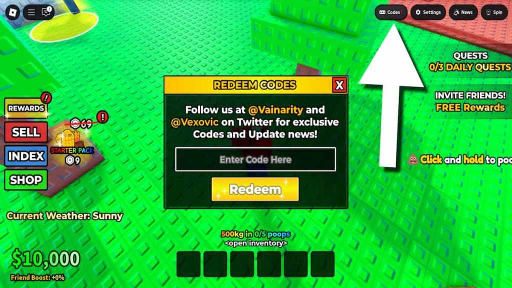 How to redeem Poop a Brainrot codes.