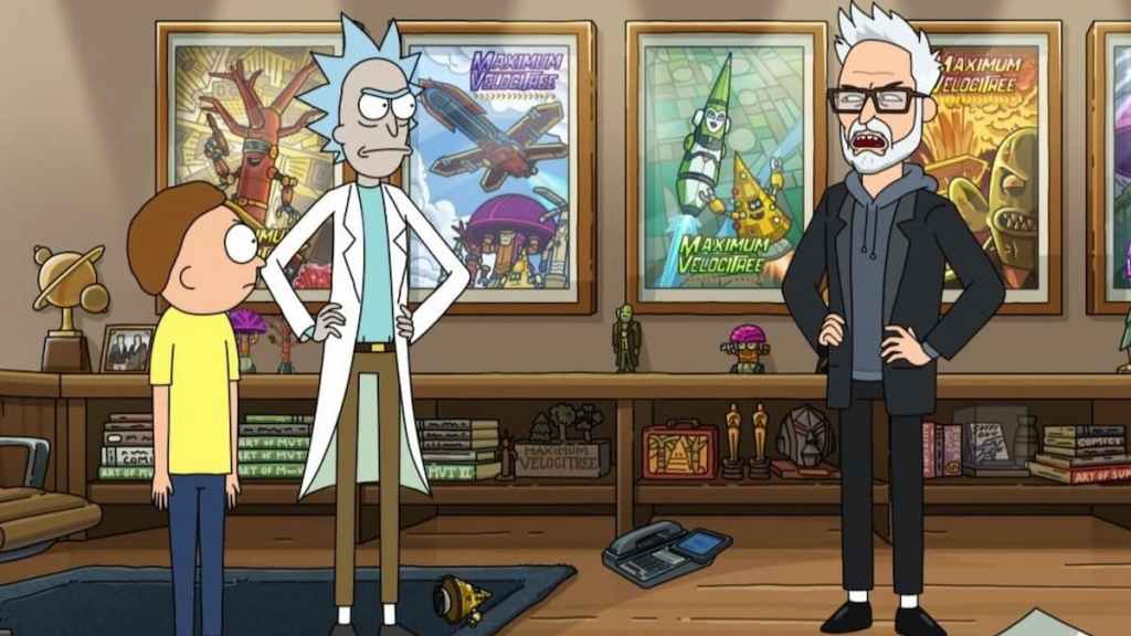 James Gunn talking to rick and morty