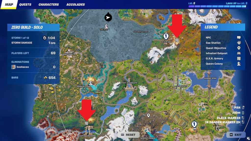 OXR Armories marked on map in Fortnite