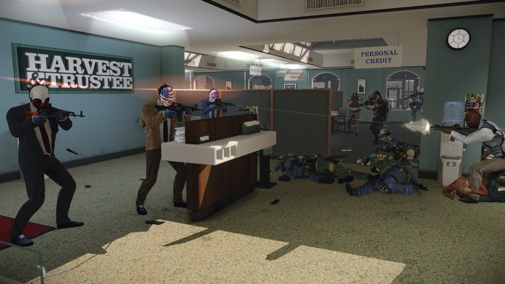 A bank robbery in Payday 2.