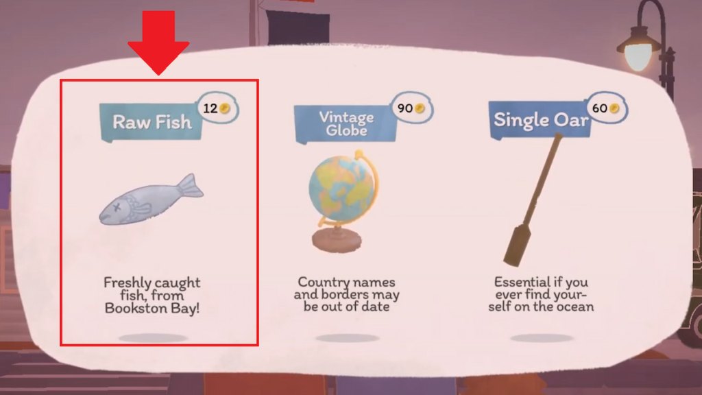 A raw fish marked in tiny bookshop