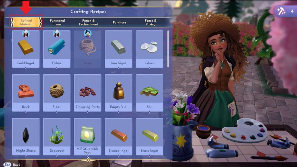 Refined Material category in disney dreamlight valley