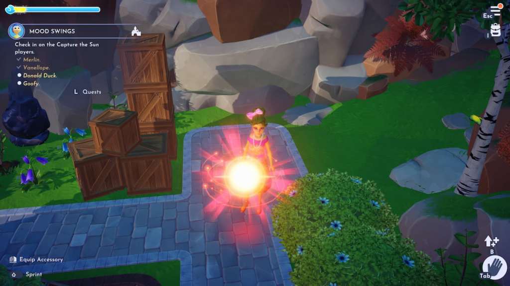 Picking up riley's phone and it becoming a glowing orb in disney dreamlight valley