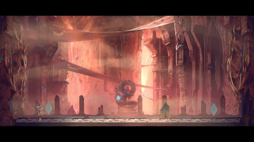 Joe Musashi and the Beastmaster face off in a temple in SHINOBI: Art of Vengeance. 