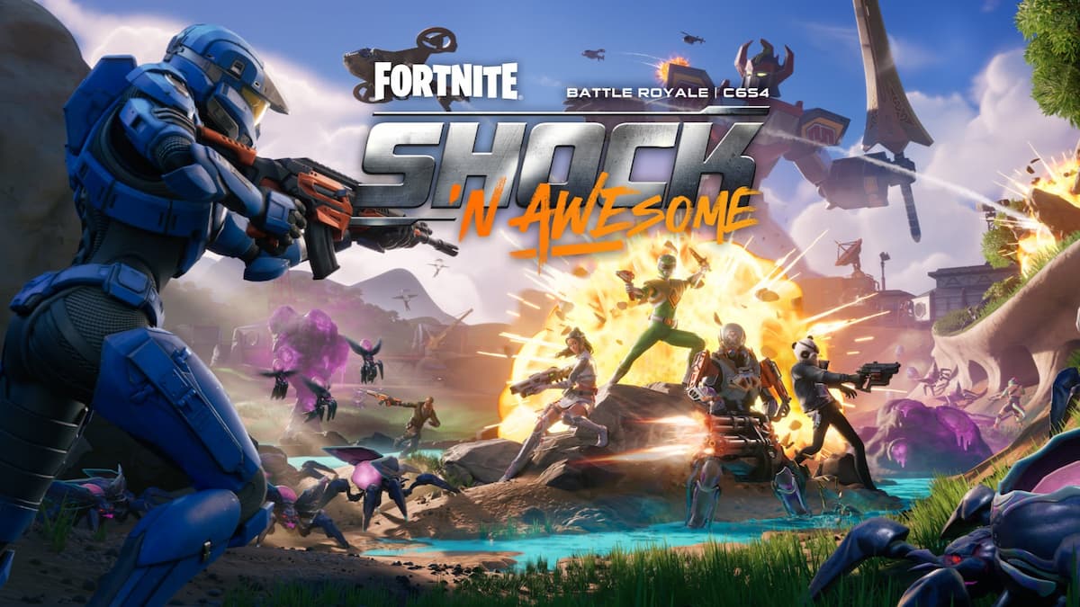 A bunch of characters battling bugs in Fortnite