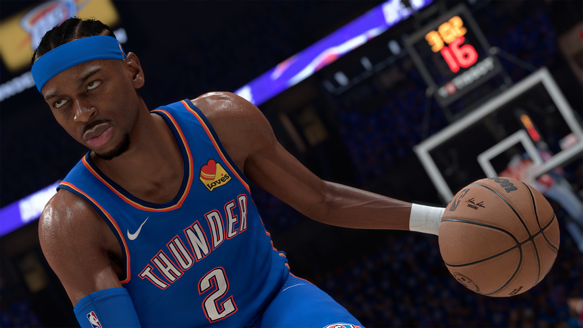 Shai Gilgeous Alexander dribbling with the ball in NBA 2K26
