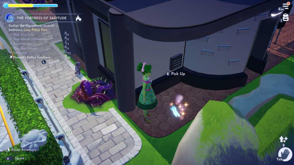 Standing by donald's fallen feathers on ground in disney dreamlight valley