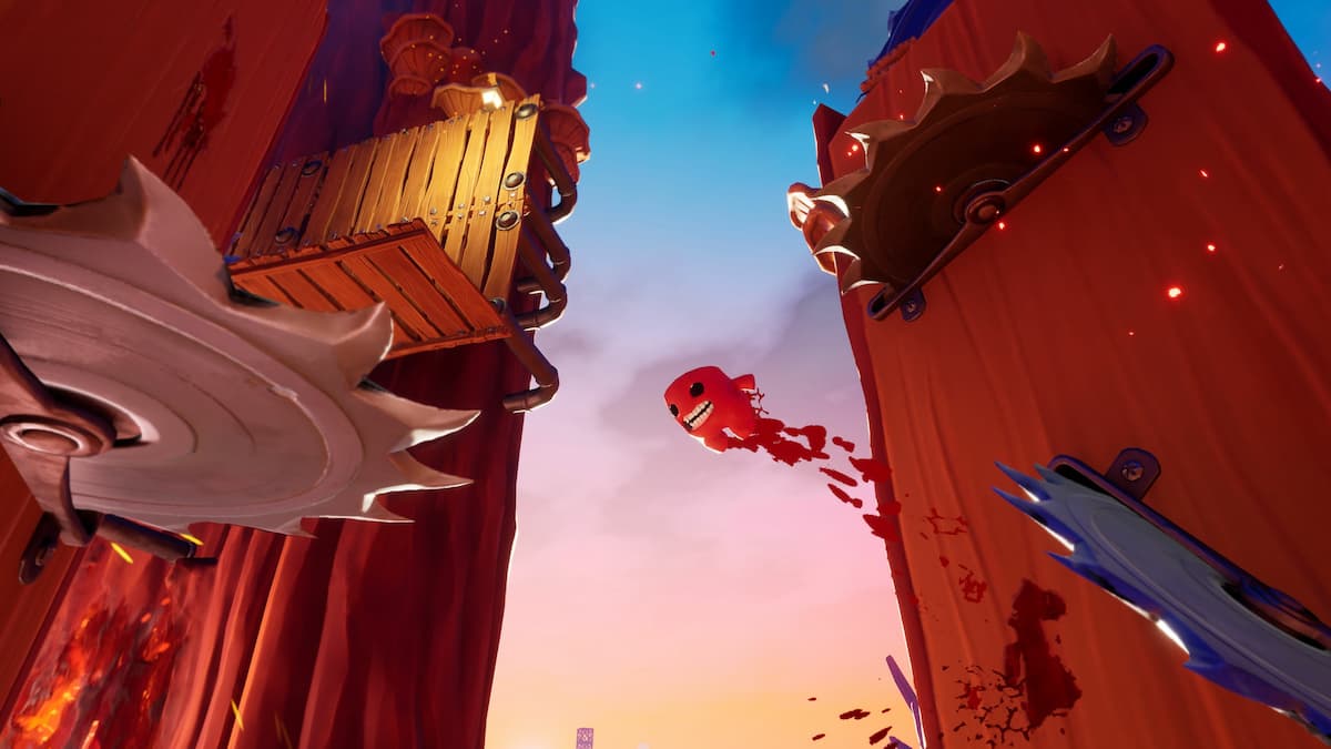 Super Meat Boy flying through the air in Super Meat Boy 3D.