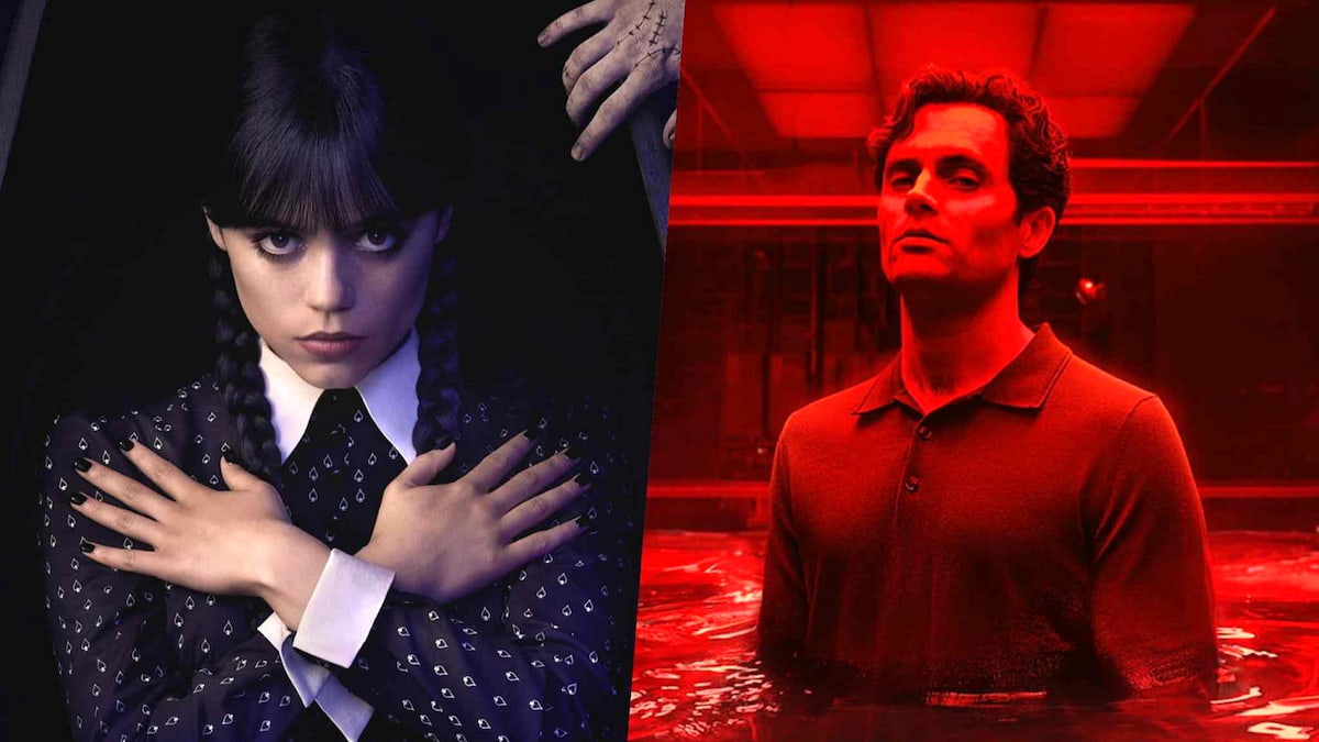 Wednesday next to Joe Goldberg from You on Netflix