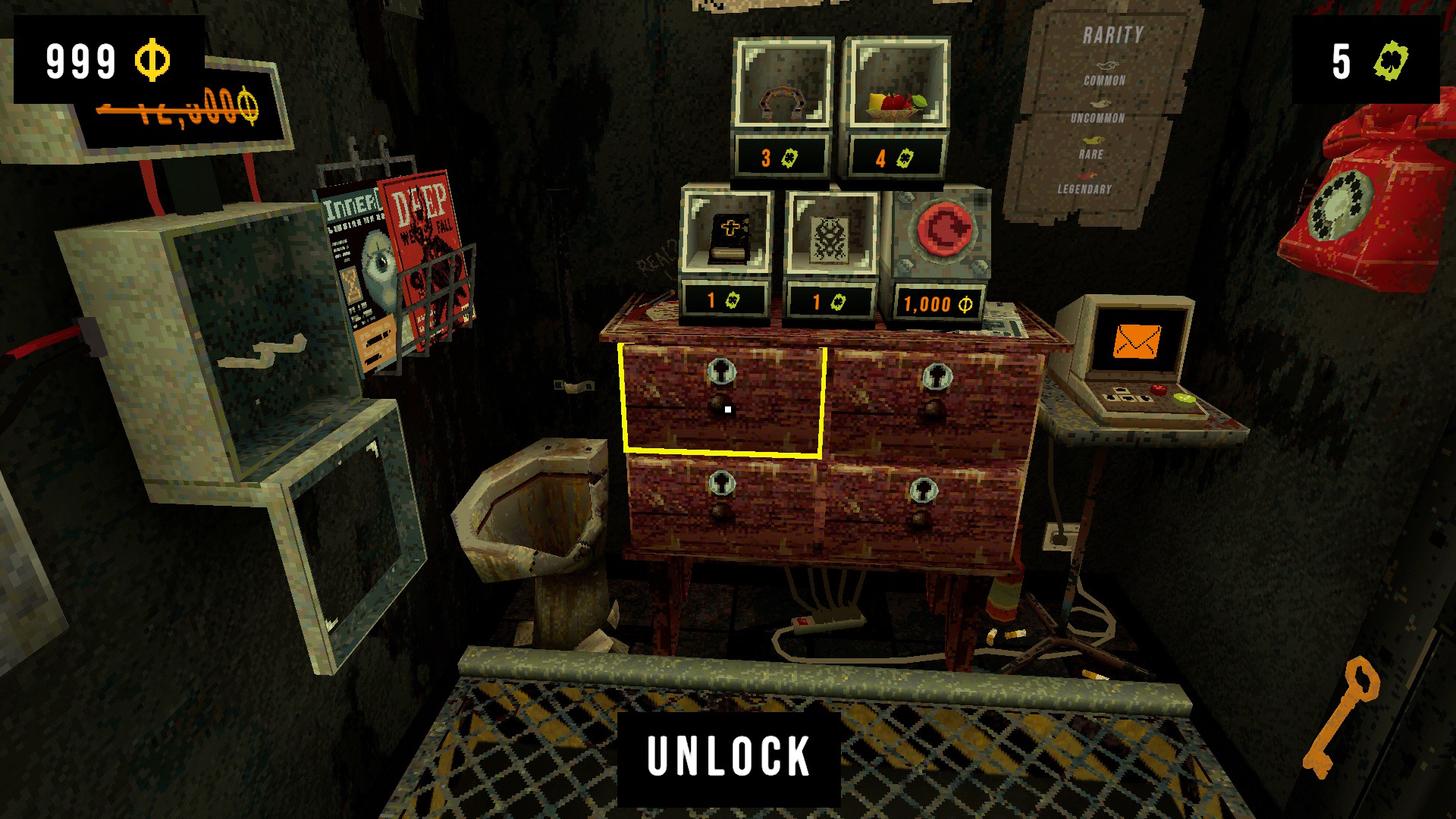 Locked drawers in Cloverpit