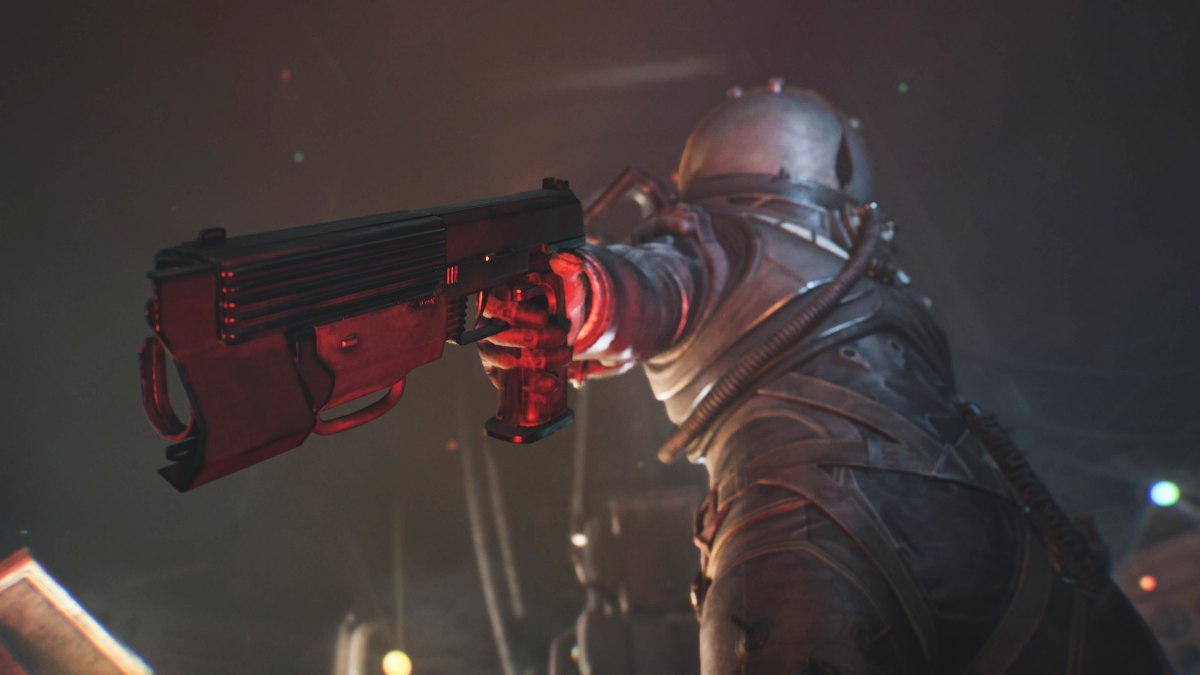 Angled shot of ND-3576 pointing her starting pistol downwards