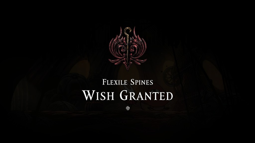 Flexile Spines quest completion screen in Hollow Knight: Silksong.