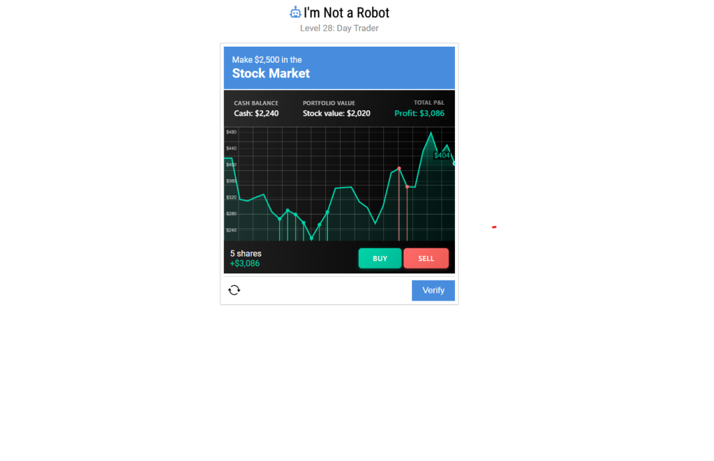 Profit game in I'm Not a Robot