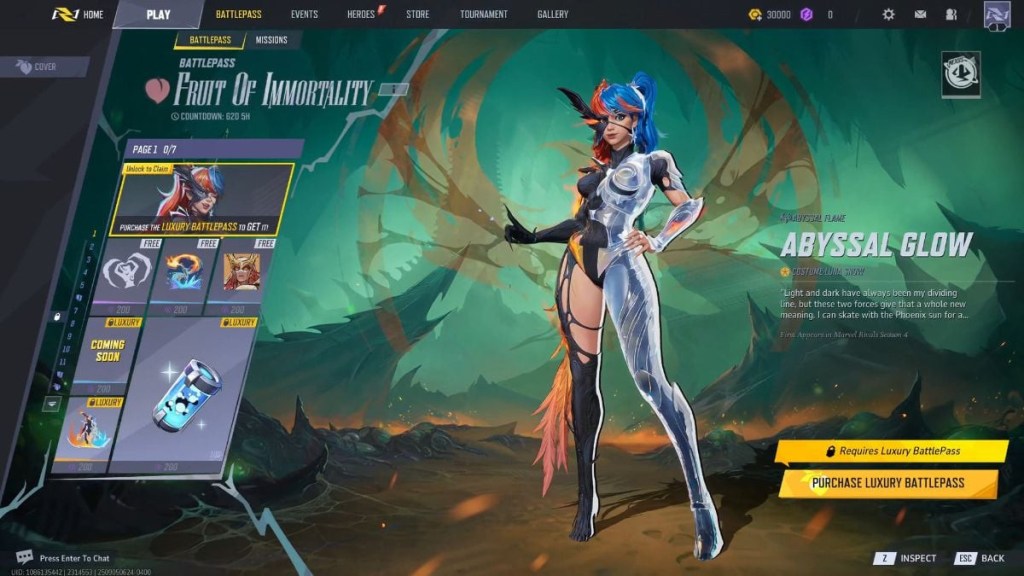Luna Snow's Abyssal Glow costume in Marvel Rivals