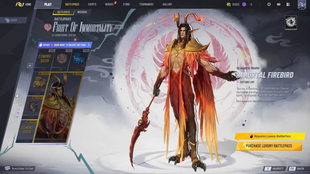 Loki's Immortal Firebird costume in Marvel Rivals