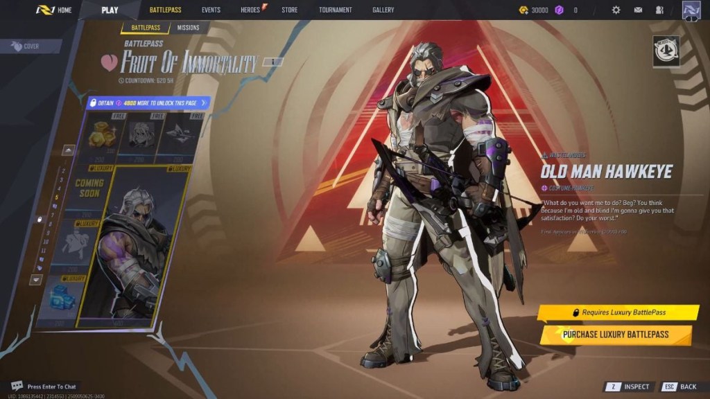 Hawkeye's Old Man Hawkeye costume in Marvel Rivals