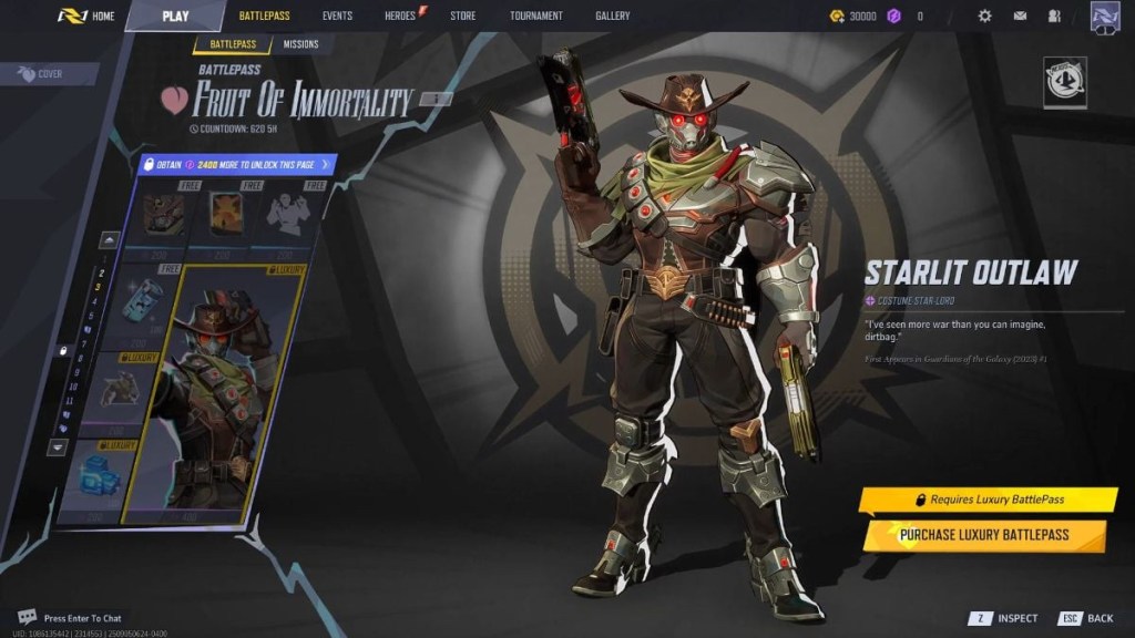 Starlit Outlaw costume in MArvel Rivals