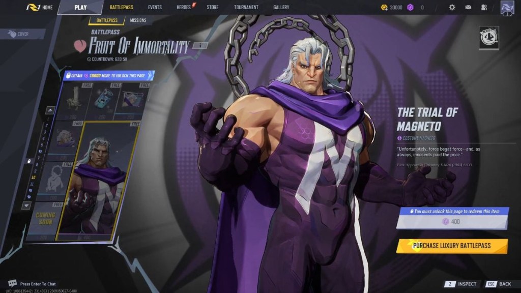 Magneto's Trial of Magneto costume in Marvel Rivals