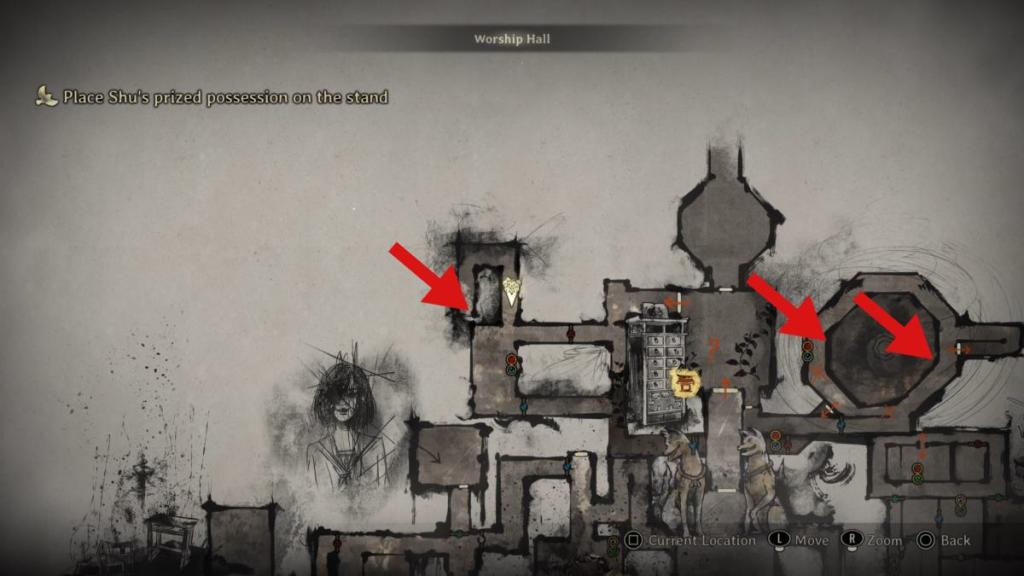 Shu's prized possession locations on the map for Lost in the Fog difficulty