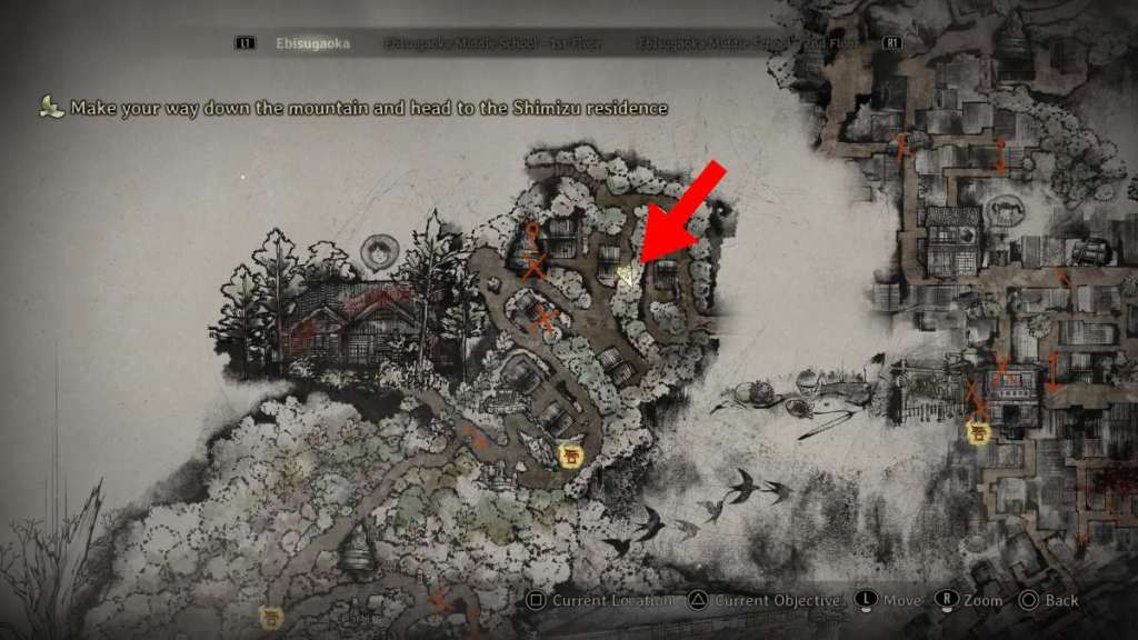 Fifth Jizo statue offering on Silent Hill f map