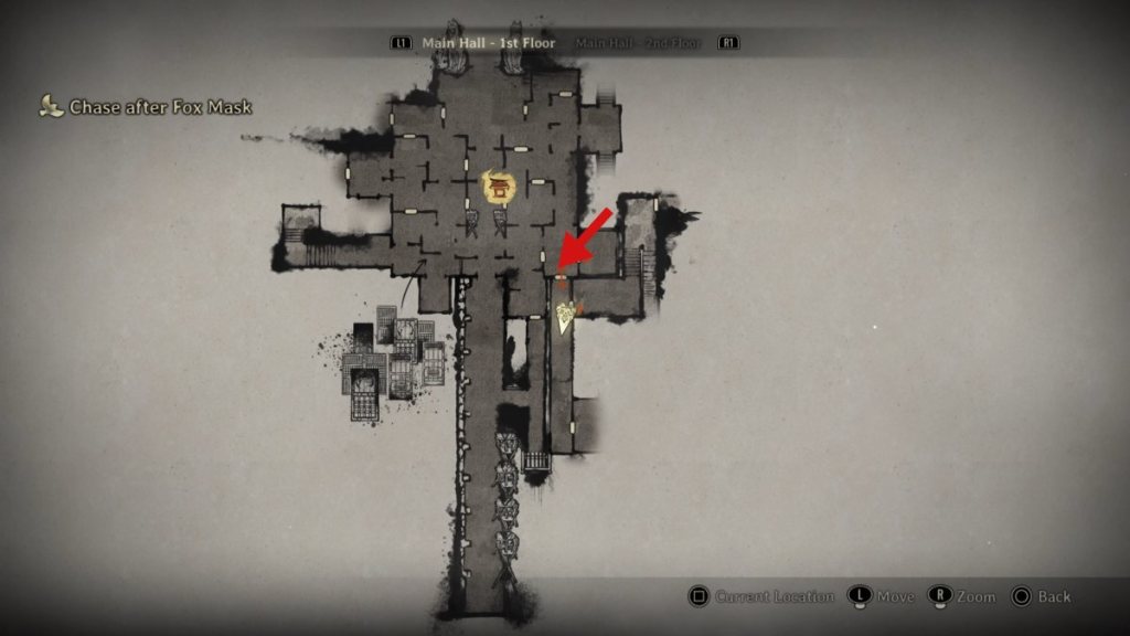 The ground floor of the Main Hall, south-east corridor route to the Hermitage of Crimson Water