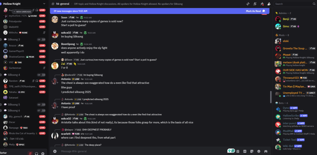 Official Hollow Knight Discord server channels