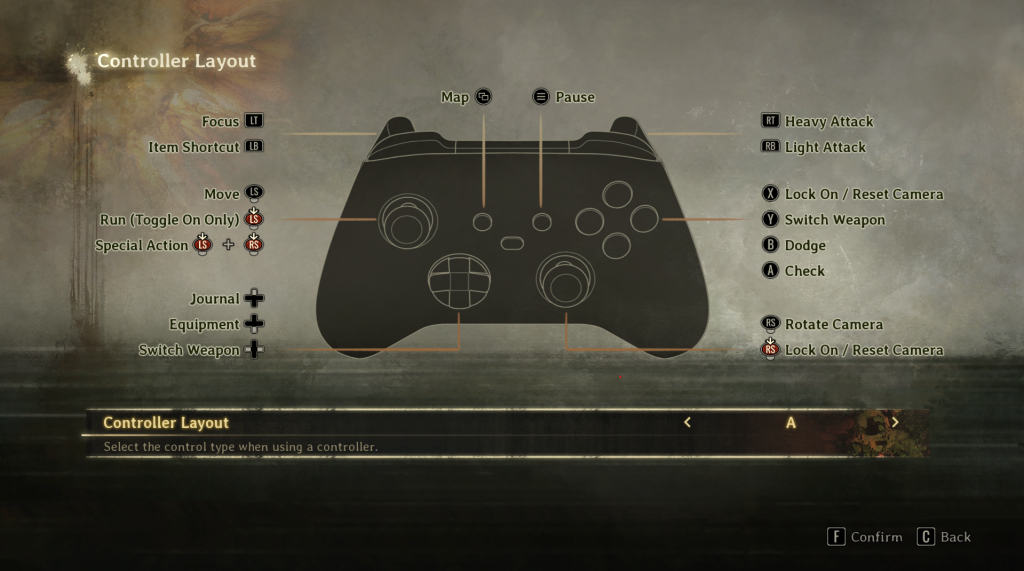 Default controller layout in Silent Hill f