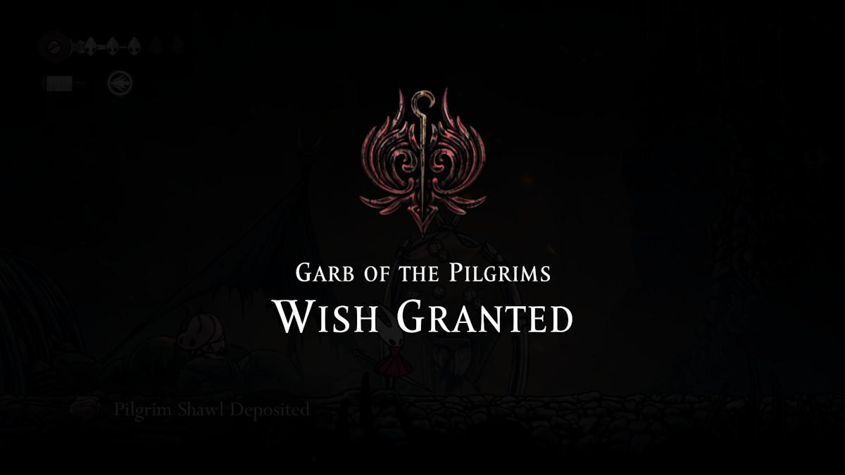 The Garb of the Pilgrims quest being completed in Hollow Knight: Silksong
