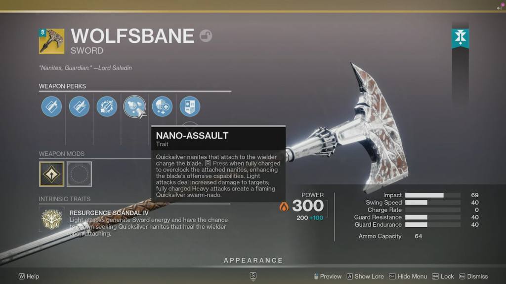 The Wolfsbane battle axe, as seen in collections.