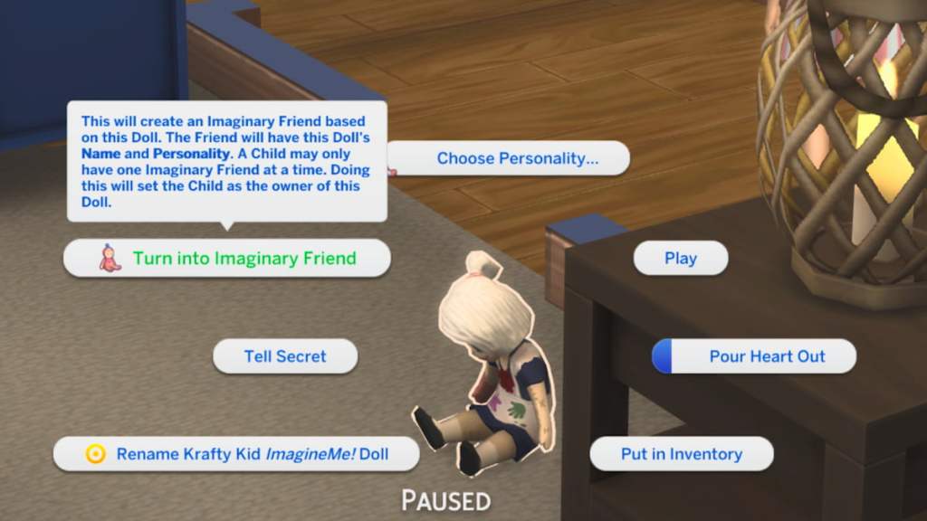 turn into imaginary friend option highlighted in the sims 4 adventure awaits