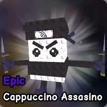 Cappuccino Assasino brainrot from Plants vs Zombies Roblox experience.