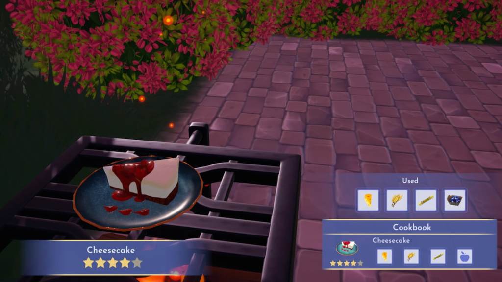 Cooking cheesecake in disney dreamlight valley