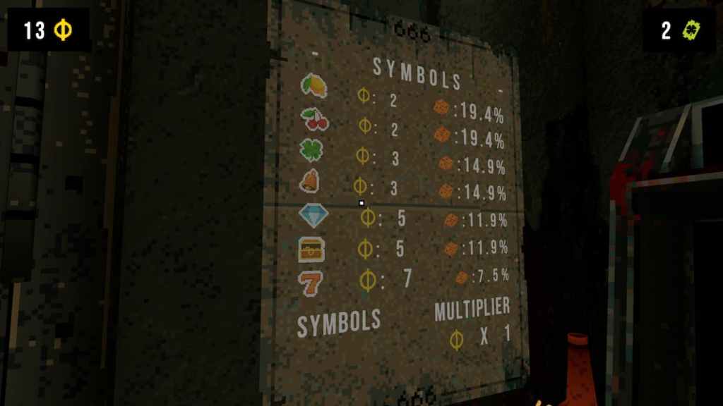 Table outlining symbol odds and values in CloverPit.