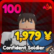Confident Soldier unit from the Anime Rangers X Roblox experience.