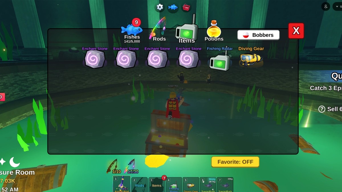 Preview of Enchant Stones in a player's inventory in the Fish It! Roblox experience.