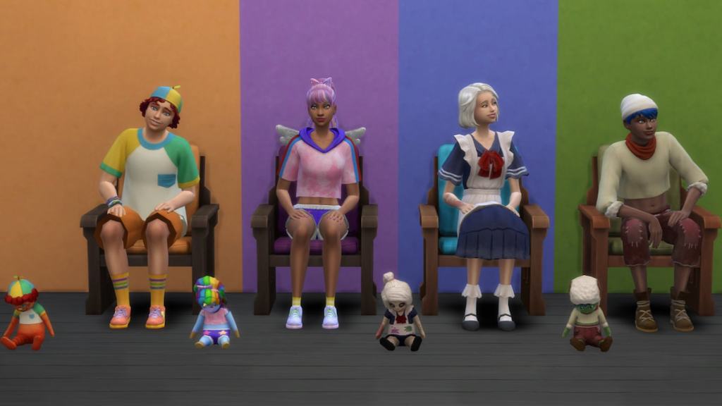 Four imaginary friends in the sims 4