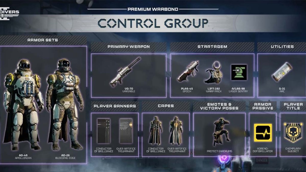 Control group warbond's contents