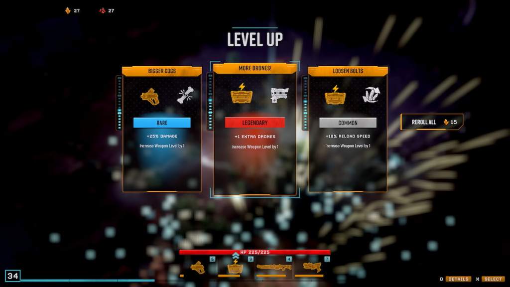 Deep Rock Galactic: Survivor level up screen