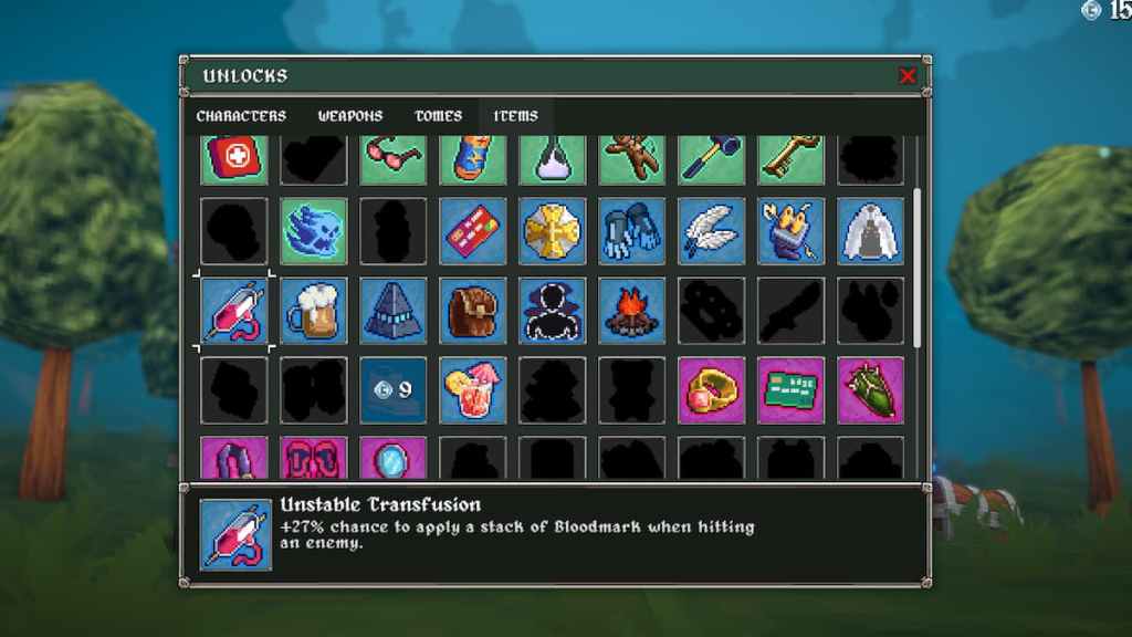 Various items and their icons in Megabonk. 