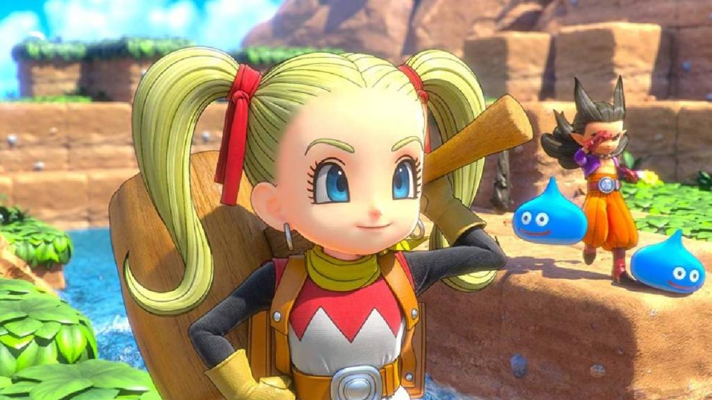 The Dragon Quest Builders 2 protagonist holds up a hammer