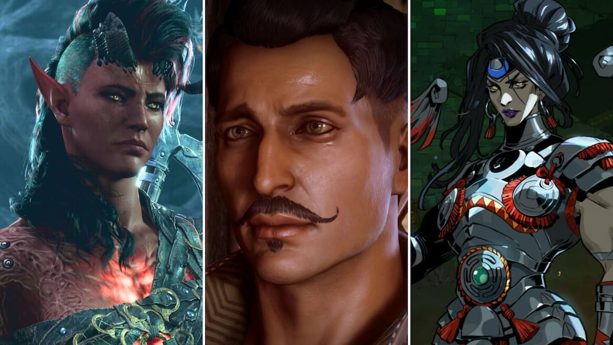 Karlach from BG3, Dorian from Dragon Age Inquisition, and Nemesis from Hades 2, side by side.