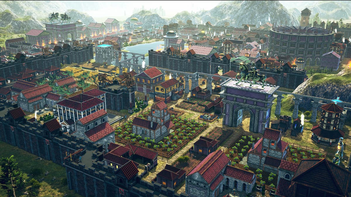 A huge ancient Roman town in Roman Triumph: Survival City Builder.