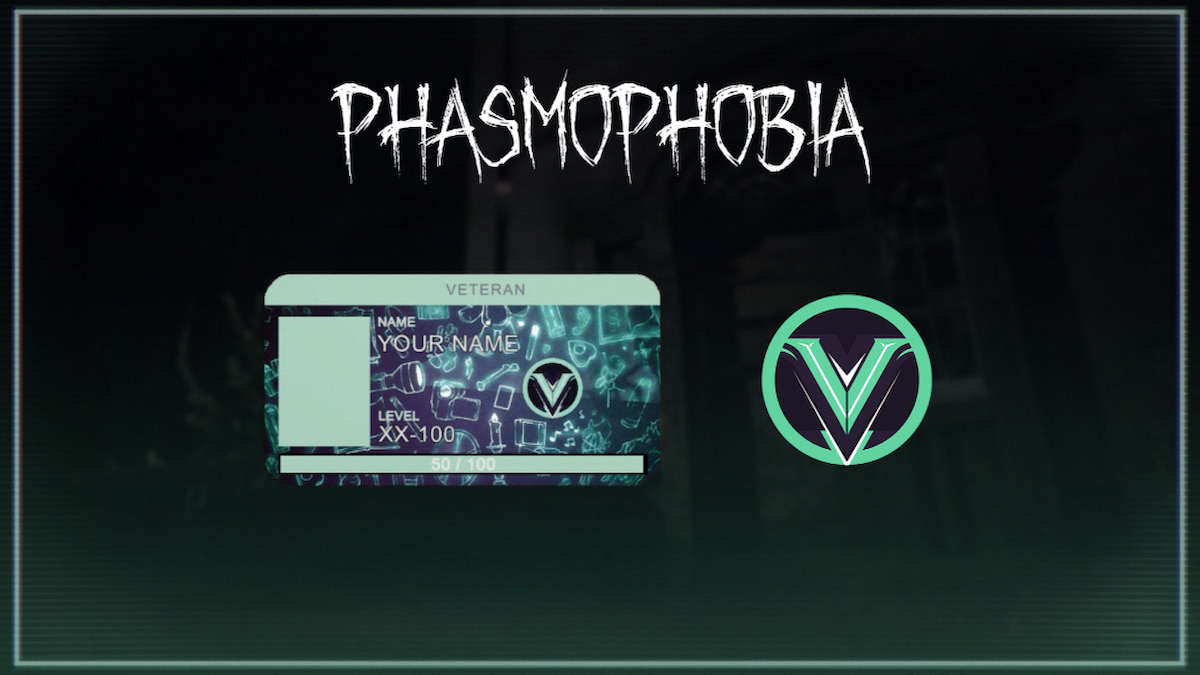 A glowing green Veteran ID Card and Badge in phasmophobia