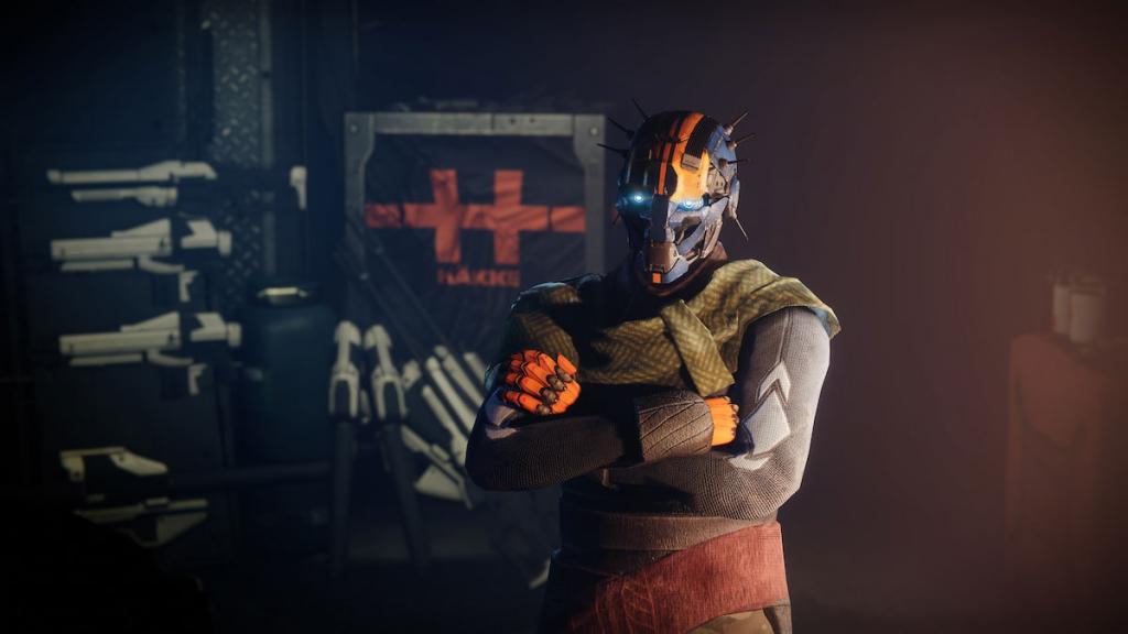 Banshee-44, the Tower's gunsmith, in his usual spot.