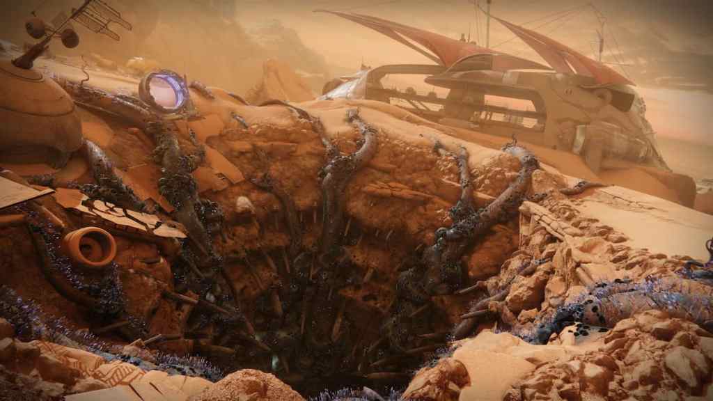 A Sarlacc Pit from Star Wars, in a Destiny-inspired environment with a Fallen Ketch in the background.