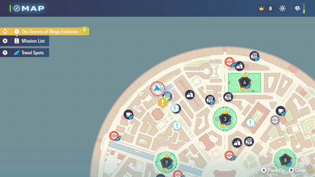 A map screenshot from Legends ZA showing readers where to find Panpour, Pansage, and Pansear.