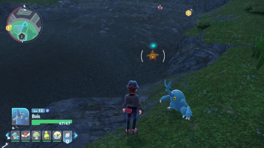 A wild Staryu being targeted by a trainer in Pokemon Legends: ZA.
